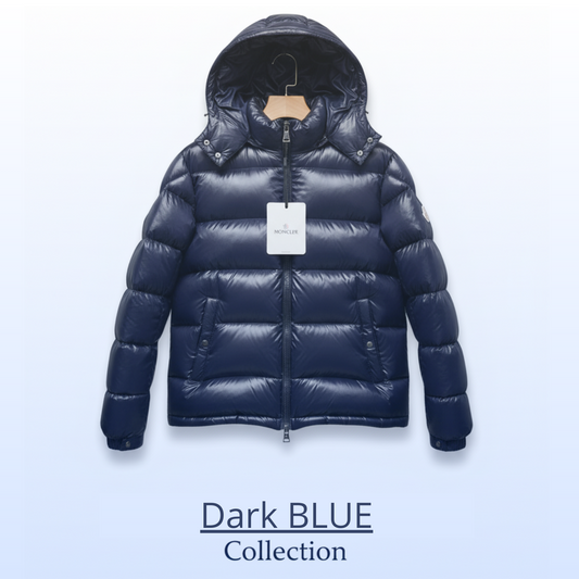 Dark Blue Premium Puffer Jacket with Hood